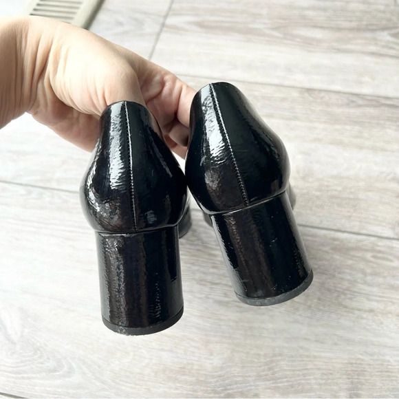Zara Vegan Patent Leather Circle Heel Pumps - Picture 10 of 14